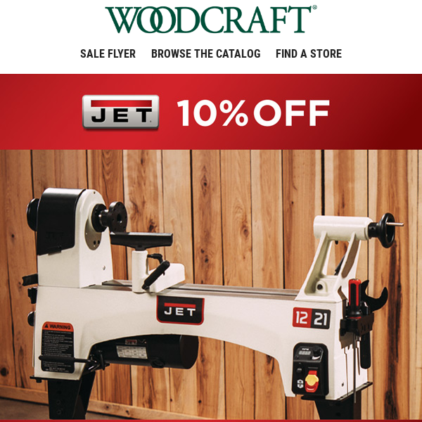 Starting Today Save 10% on JET® Lathe 1221VS