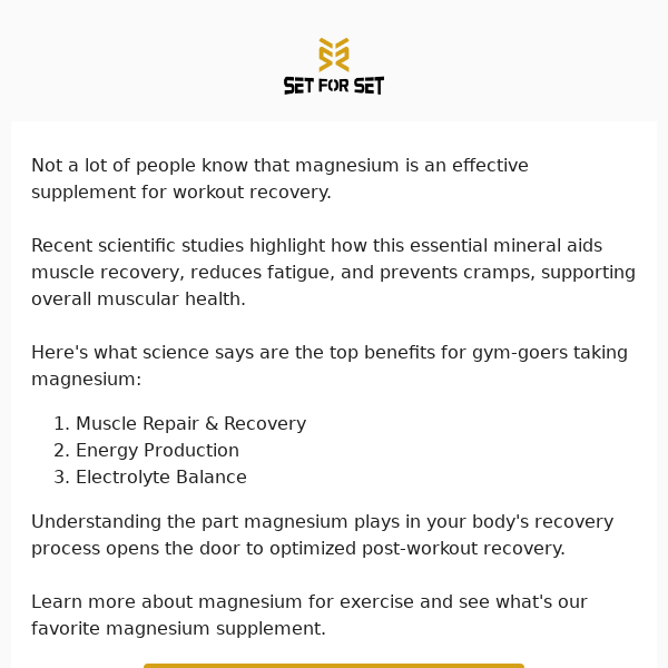 Magnesium for workout recovery?