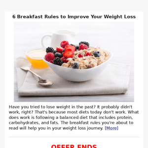 6 Breakfast Rules To Improve Weight Loss