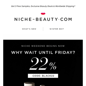 Get 22% for Niche Weekend Now