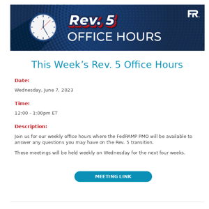 FedRAMP Now Offering Weekly Rev. 5 Office Hours!