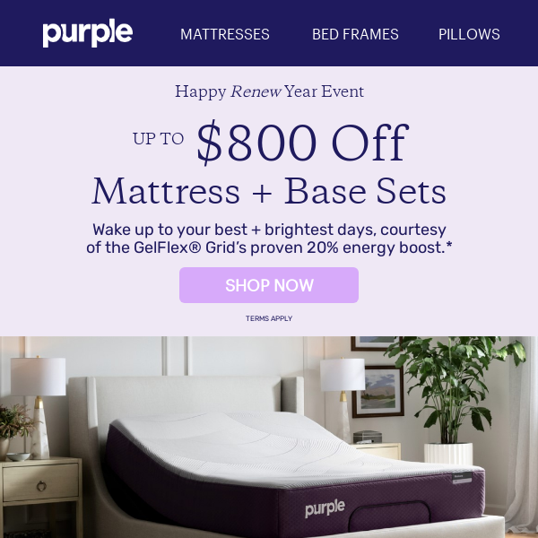 Up to $800 Off Mattress + Base Sets