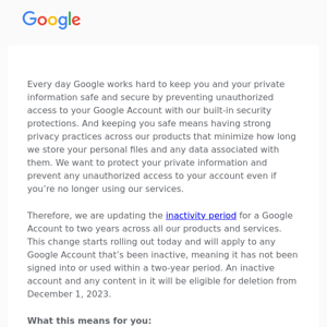 Updating our Google Account inactivity policy