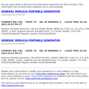 GSA Auctions Electrical and Electronic Equipment Update