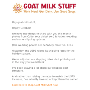 Goat Milk Stuff October Newsletter