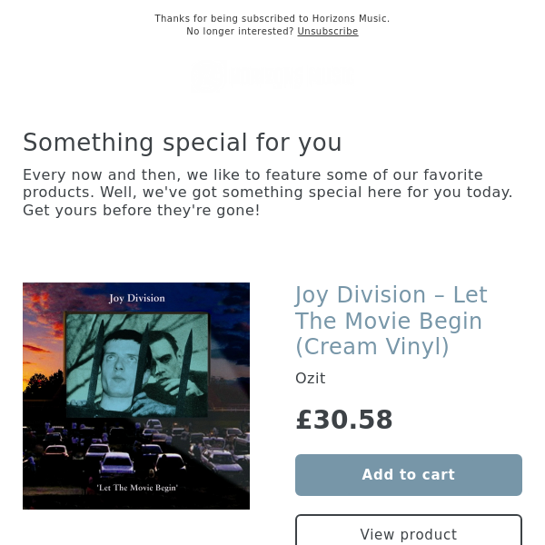 OUT NOW! Joy Division – Let The Movie Begin (Cream Vinyl)