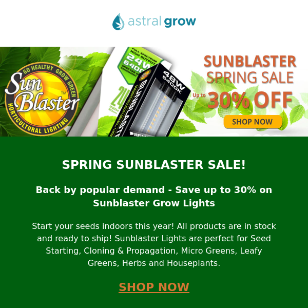 Sunblaster Grow Lights Spring Sale!