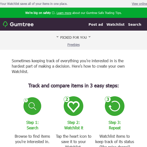 Gumtree, keep track of all your great Gumtree finds ❤️