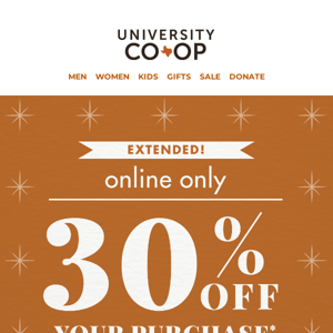 LAST CHANCE: 30% OFF Your Purchase!