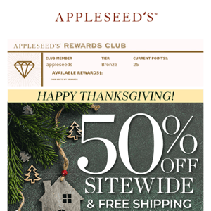 HUGE Savings To Be Thankful For - 50% Off