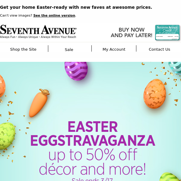 Up to 50% Off at Our Easter EGGstravaganza!