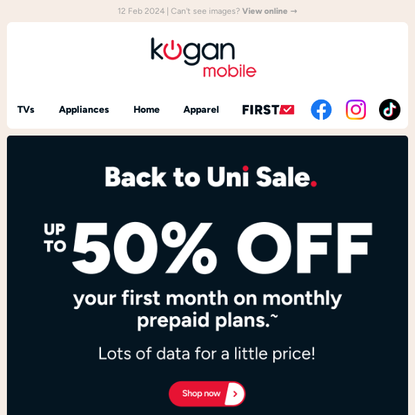 Up to 50% OFF monthly prepaid plans