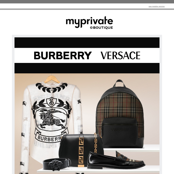 ⭐ Burberry & Versace: Selection for men & women - My Private Boutique