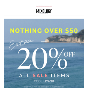Here's +20% off styles $50 and under