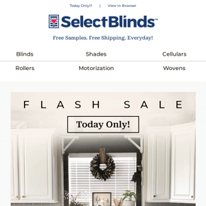50% Off Faux Wood & Select Basswood Wood Blinds