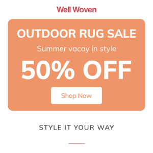 50% off outdoor rugs