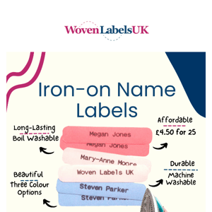 🙌 Machine Washable, Iron-on Name Labels for School & Daycare.