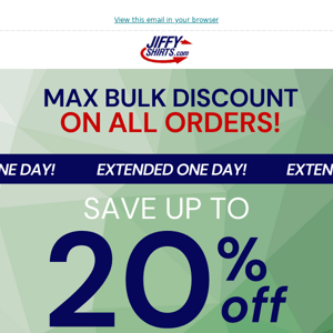 Extended! Save up to 20% Off