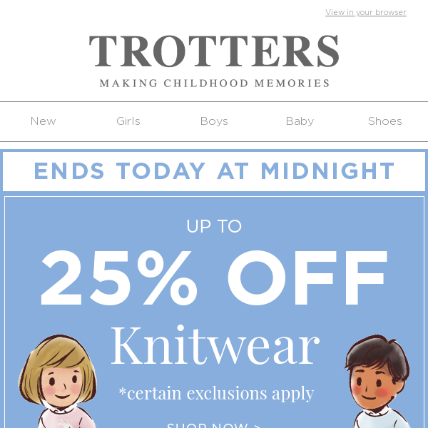 25% Off Knitwear ENDS TODAY at Midnight