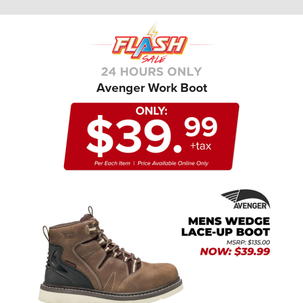 🔥  24 HOURS ONLY | AVENGER WORK BOOT | FLASH SALE