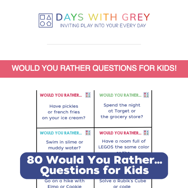 🥳Would You Rather Questions for Kids