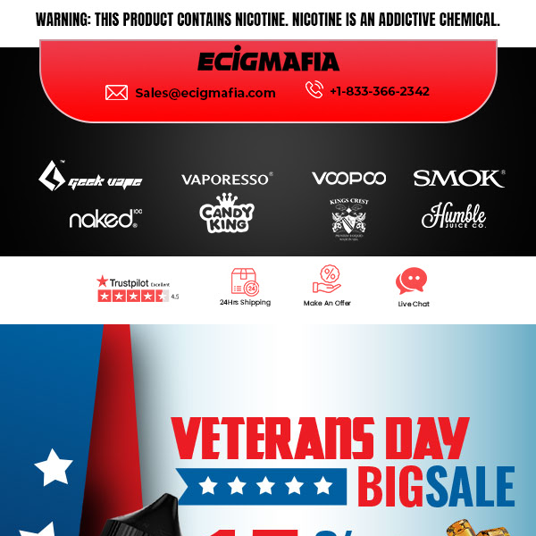 Veterans Day Big Sale: 15% off all purchases*