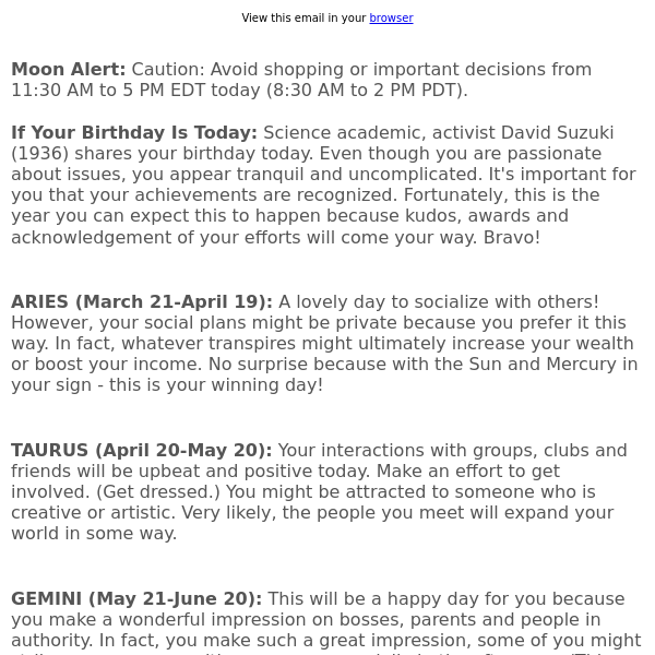 Your horoscope for March 24