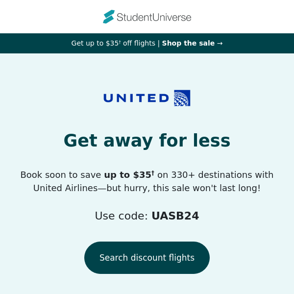 [SALE] Save up to $35† on United Airlines
