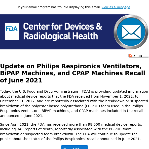 Update on Philips Respironics ventilators, BiPAP machines, and CPAP machines recalled in June 2021