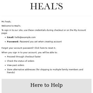 Welcome to Heal's