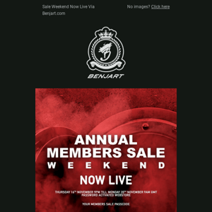 Your Annual Members Sale Passcode: 442783