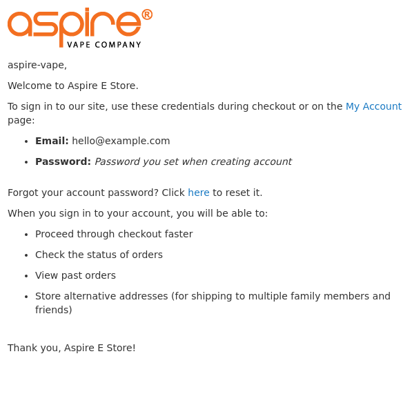 Welcome to Aspire E Store