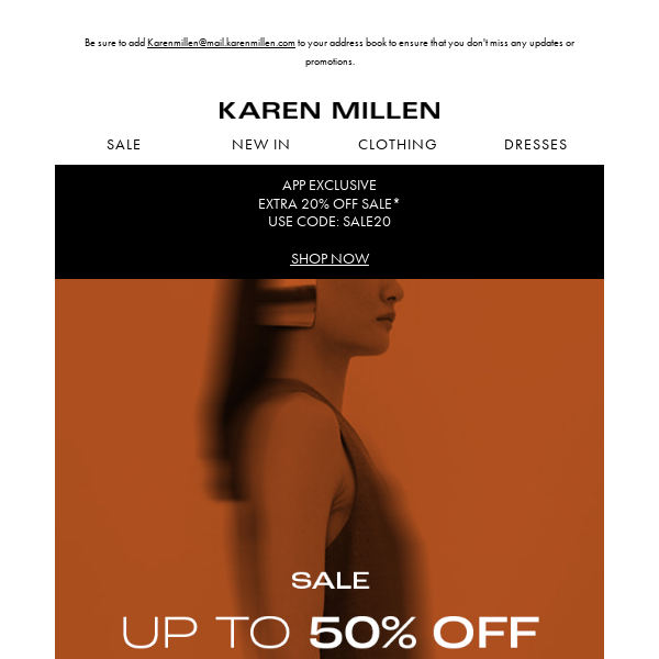 Now on: Up to 50% off everything