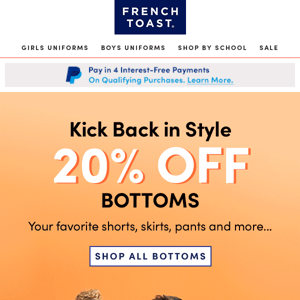 Kick Back in Style With 20% Off Bottoms