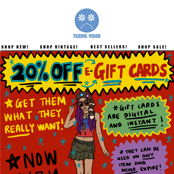 GIFT CARDS 20% OFF! ENDS TOMORROW!