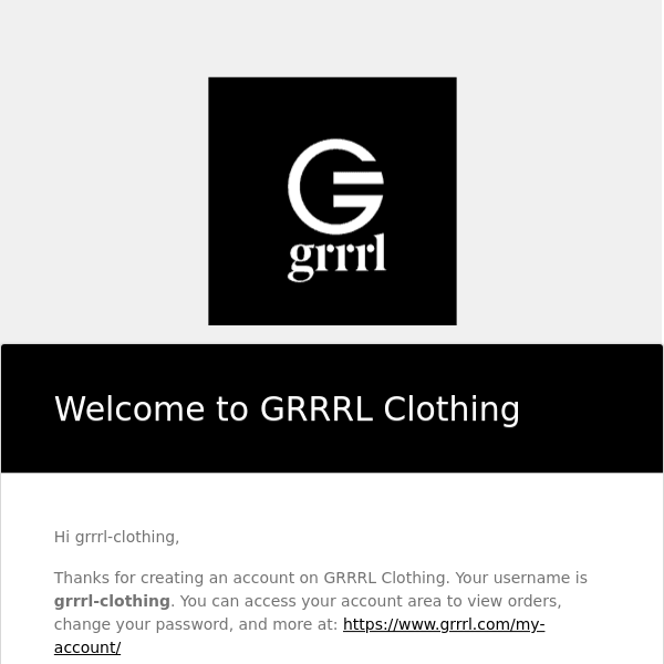 Your GRRRL Clothing account has been created!