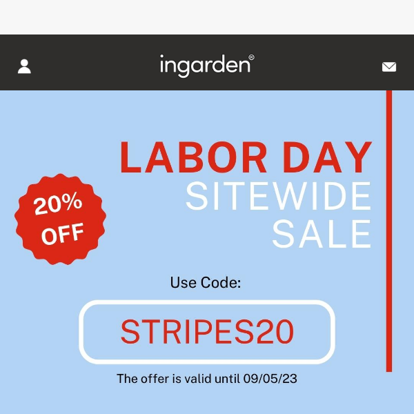 20% off Labor Day Sale continues!