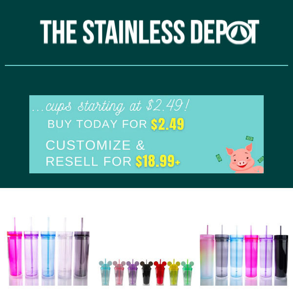 Cups Up To 50% off, The Stainless Depot!