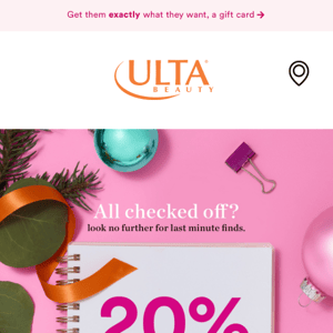 List check! Here's 20% off to finish ✔️🛍️