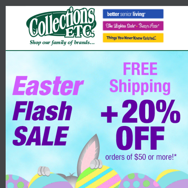 Egg-cellent Deals Inside! Easter Flash Sale: 20% Off + Free Shipping 🌼🐇