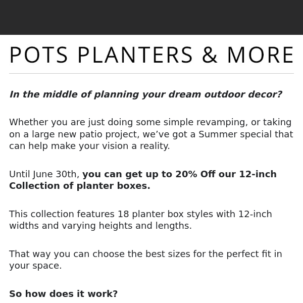 Get Up To 20% Off Select Planter Boxes