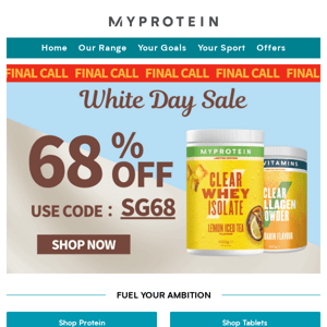 Final Call 68% OFF