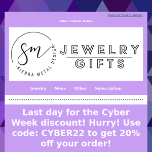 Cyber Week Discount! LAST DAY! 20% off! ✨🎉