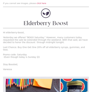 Elderberry Boost, If only the weekend was longer.