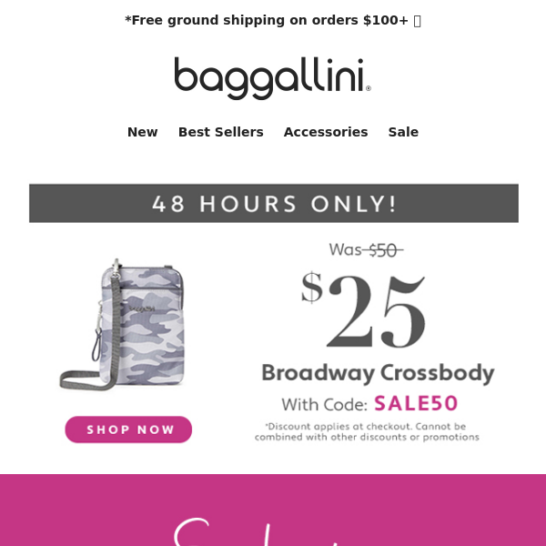Exclusive 🎊 50% off ALL Sale Styles + $25 Broadway Crossbody