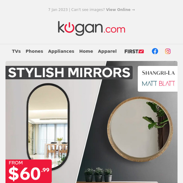 🪞Stylish Wall & Floor Mirrors from $60.99!
