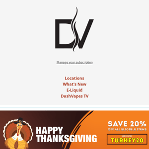 Save 20% all weekend for Thanksgiving