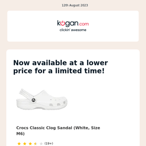 PRICE DROP: Crocs Classic Clog Sandal (White, Size M6) & More