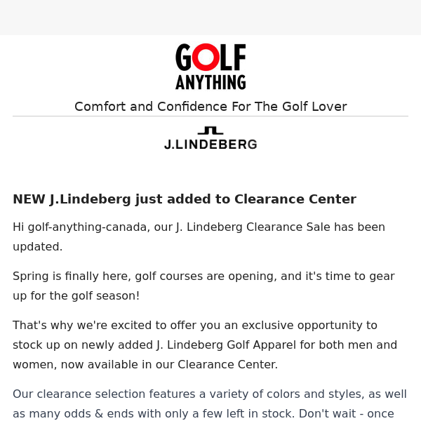 ⭕ HUGE ⭕ J.Lindeberg Sale in the CLEARANCE Center