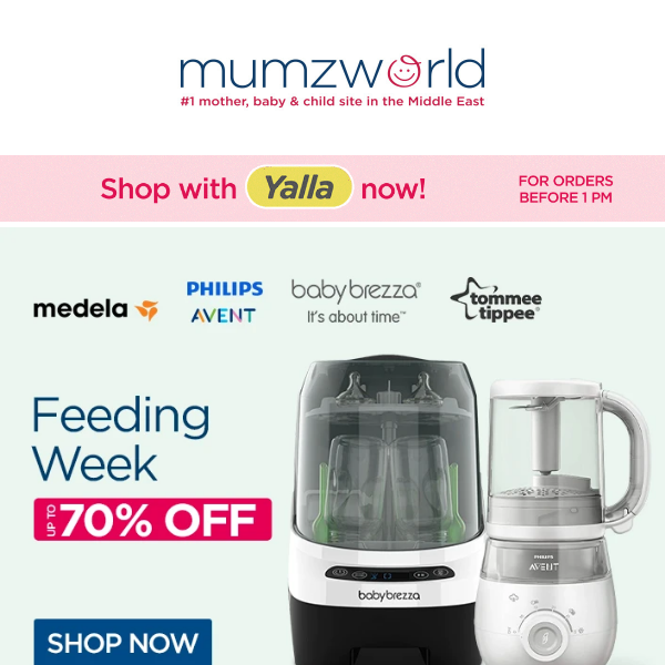 Join our Feeding Week: Up to 70% OFF 🍼